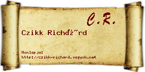 Czikk Richárd névjegykártya